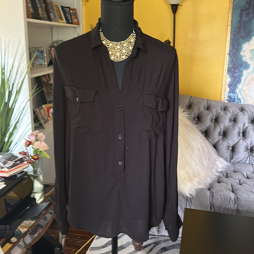 Cloth and stone black rayon shirt